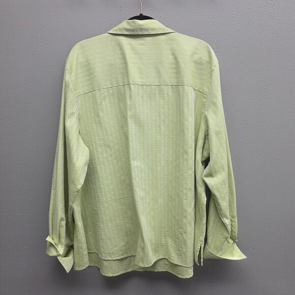 Foxcroft Shirt Womens 2X Green Wrinkle Free Button Front Long Sleeve Blouse Plus - Picture 5 of 11